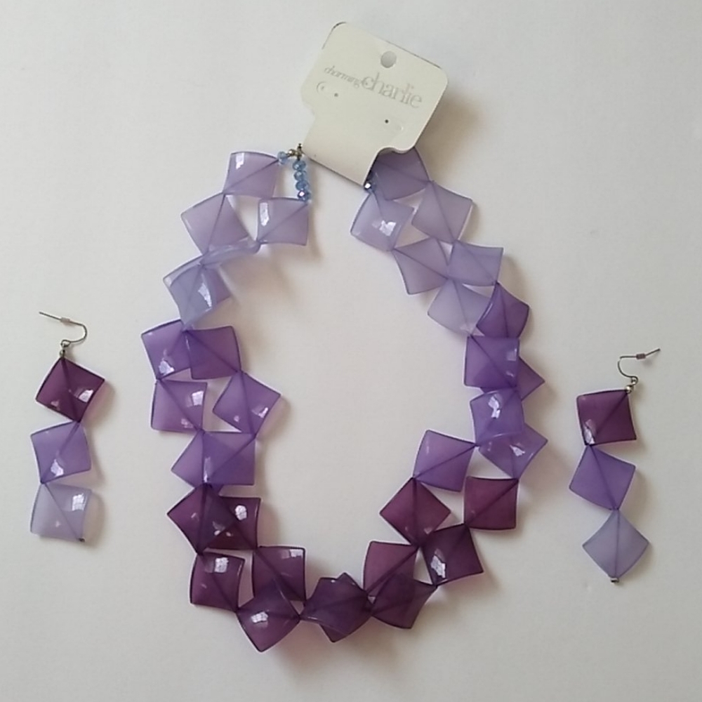 Purple necklace with matching earrings